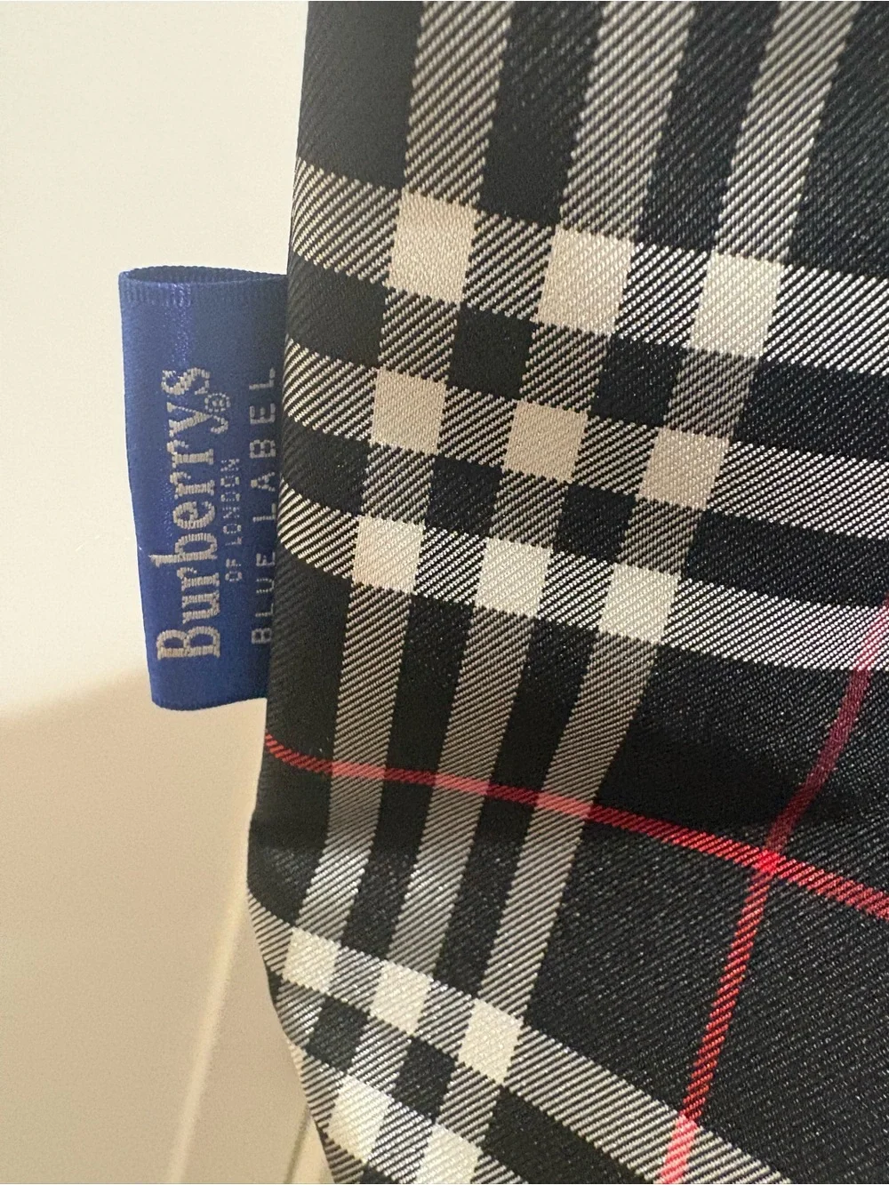 Burberry Black Plaid Tote with Red and White Check